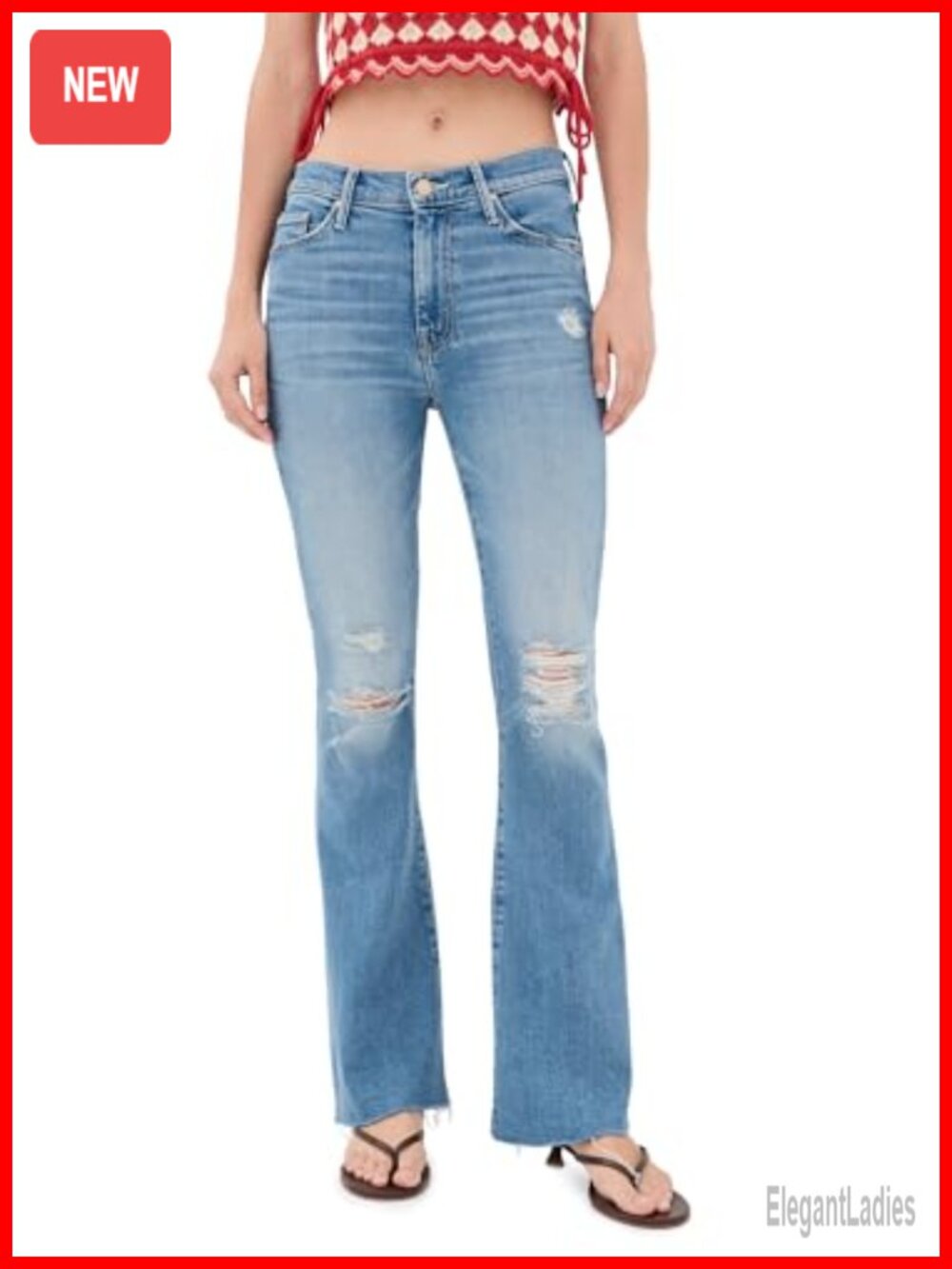 Mid Rise Flare Fray Hem Weekender Stretch Denim Jeans